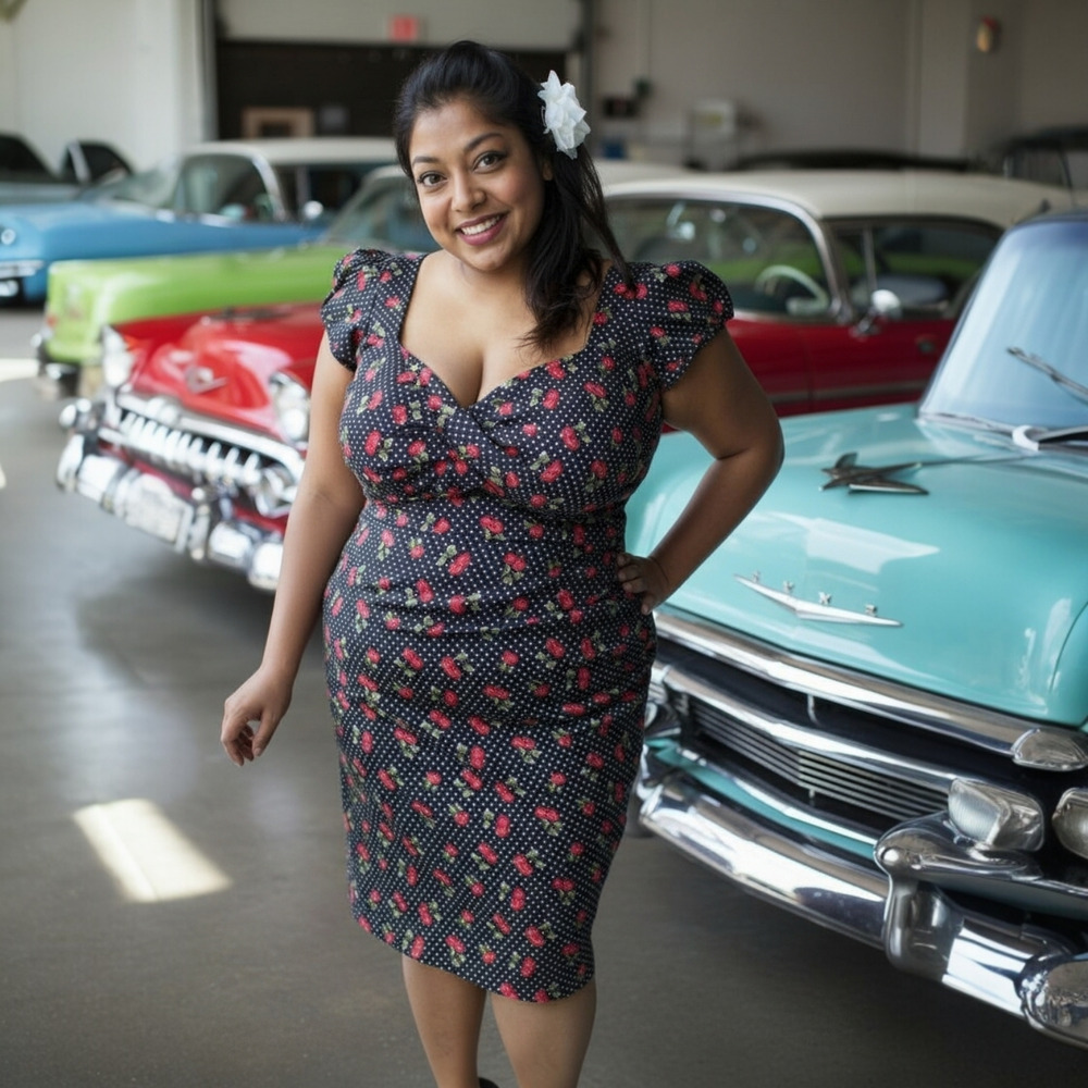 Stop Staring Cherry Bomb PinUp Bombshell Dress 26 Black Red Retro Rockabilly